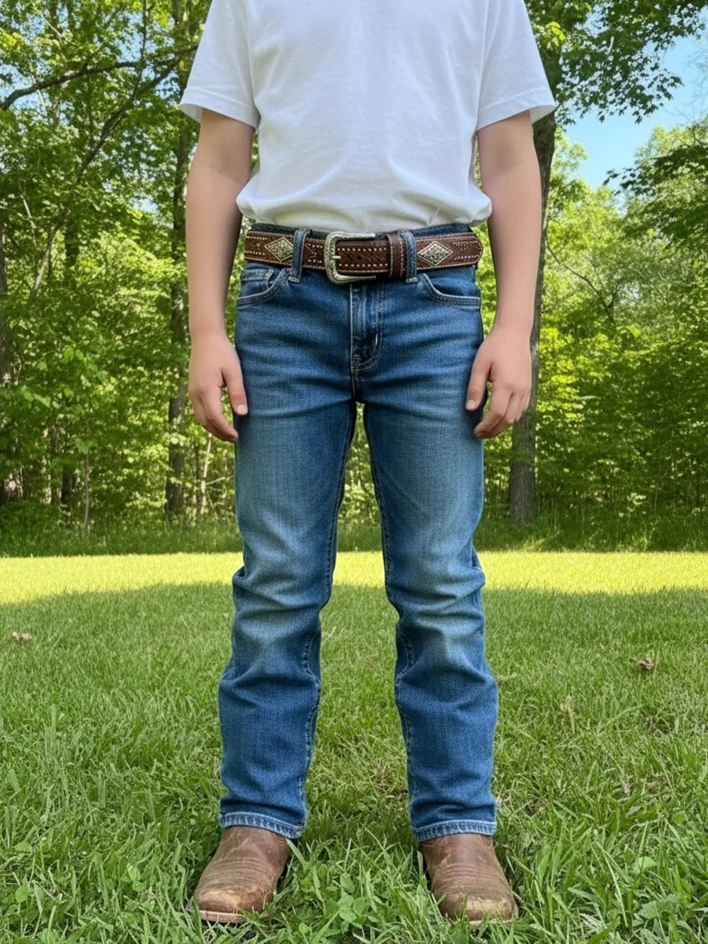 Kids Ariat Brown Studded Basket Weave Belt